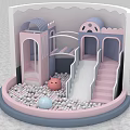 Indoor Kids Playground Equipment with Ball Pit Slide Stairs and Pink Blue Arches