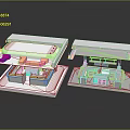 Architectural Interior Design Models with Layered Structure and Colorful Zones