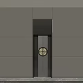 Modern Public Facility Elevator Door Design With Metal Panels And Circular Emblem 3d model