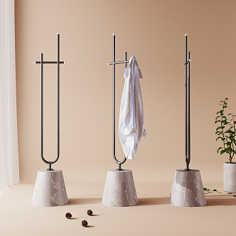 Modern Hanger Stone Base Metal Hanger Clothing Green Plant 3d model