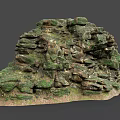 Natural Wood And Stone Layered Structure With Green Moss Cover And Texture