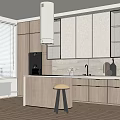 Modern Kitchen Cabinets With Light Wood Finish And Island Counter Design