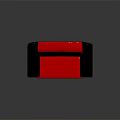 Stylish Red and Black Upholstered Sofa With Red Seat Backrest Black Armrests And Button Details