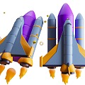 Space Shuttle 20 Space Shuttle Cartoon Style Planet Outer Space 3d model