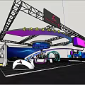 Modern Exhibition Booth in Changchun Northeast Asia Region with Curved Structure and Blue Lighting