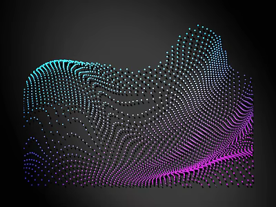 Abstract Wavy Lines Composed of Dots with Gradient Colors on Black Background 3d model