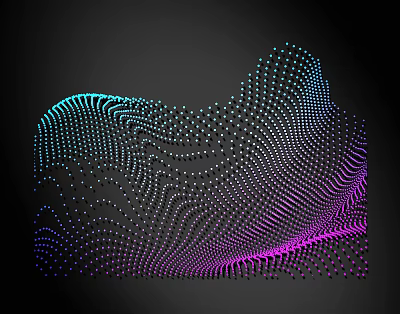 Abstract Wavy Lines Composed of Dots with Gradient Colors on Black Background 3d model