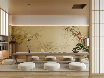 New Chinese Tatami Tea Room 3d model