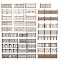 Chinese Guardrail Wooden Railing 3d model