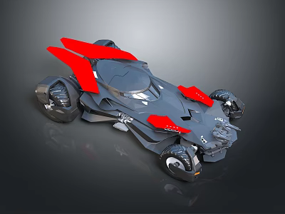 Futuristic Black Concept Sports Car With Bold Red Accents Sleek Aerodynamic Design Unique Wheels 3d model