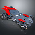 Futuristic Black Concept Sports Car With Bold Red Accents Sleek Aerodynamic Design Unique Wheels