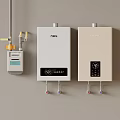 Two Modern Wall Mounted Gas Water Heaters With Gas Meter 3d model
