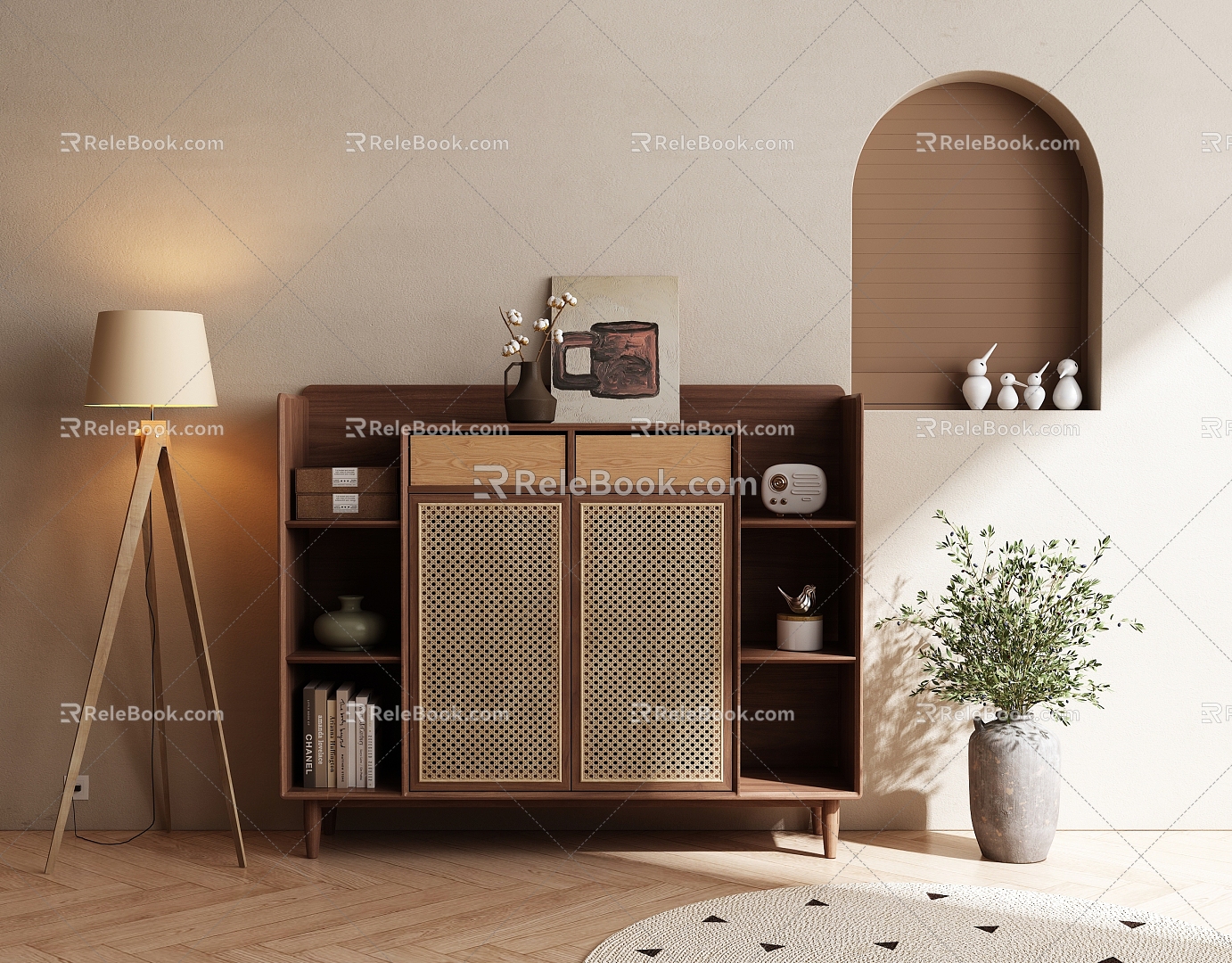 Modern Nordic Style Solid Wood Locker Entrance Cabinet Sideboard Solid Wood Locker Entrance Cabinet Sideboard 3d model