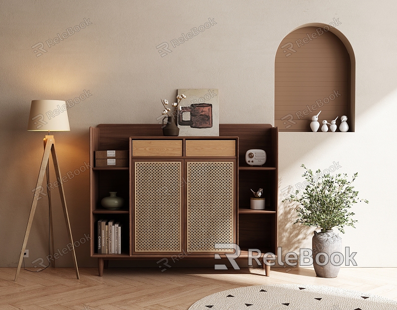 Modern Nordic Style Solid Wood Locker Entrance Cabinet Sideboard Solid Wood Locker Entrance Cabinet Sideboard model