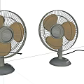 Vintage Air Conditioning Fans With Metal Mesh Brown Blades And Gray Base