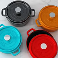 Colorful Stacked Cookware Set With Multiple Pots And Lids For Modern Kitchen