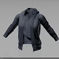 Gray Casual Hoodie With Front Zipper And Kangaroo Pockets Design