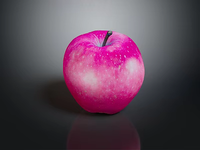 Fresh Pink Apple With White Spots On Black Surface Showing Reflection 3d model