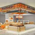 Modern Dessert Shop Interior With Glass Display Counter And Fresh Pastries