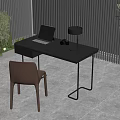 Modern Home Office Desk With Laptop Table Lamp Chair And Green Plants