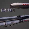 Structural Design Of Industrial Pipes With White Green Sections Red White Stripes And Black Connectors