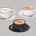 Sleek Coffee Cups With Latte Art And Cookies On White And Black Saucers And Spoons