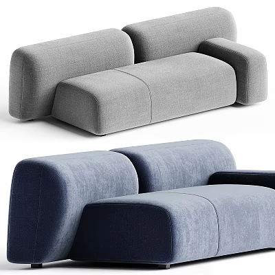 Modern Gray And Blue Multi Seater Sofa With Soft Upholstery And Modular Design 3d model