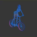 Female Game Movie Character Wearing Sunglasses Pink Top Denim Shorts Riding Bicycle With Pink Wheels