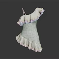 White One Shoulder Dress With Ruffles On Shoulders And Hem In Elegant 3D Design