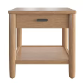 Simple Modern Wooden Side Table With Drawer Black Handle And Lower Shelf 3d model