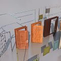 Public Facilities Components Including Various Doors Railings Bricks And Building Materials 3d model