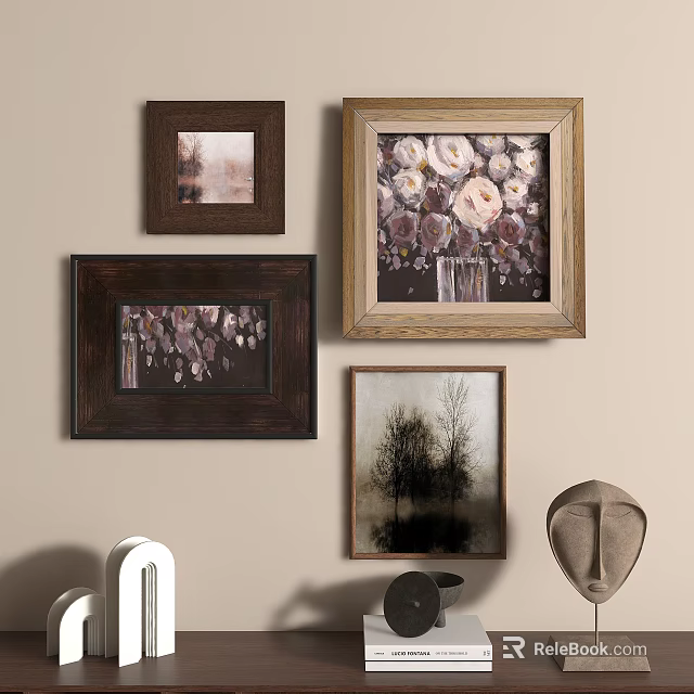 Abstract Paintings Framed Wall Display With Various Styles In Home Interior Decor 3d model 