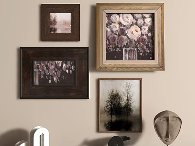 Abstract Paintings Framed Wall Display With Various Styles In Home Interior Decor 3d model