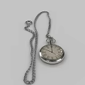 Classic Vintage Silver Pocket Watch With Roman Numeral Dial And Chain