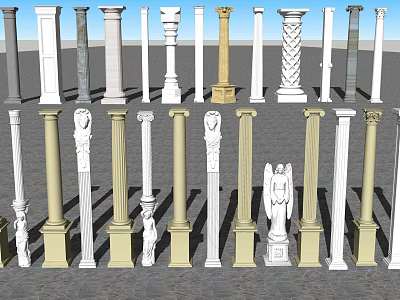 Variety Of Roman Columns With Sculptural Details 3d model