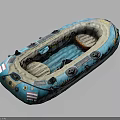 Blue Inflatable Boat With Durable Design Seats And Multiple Air Chambers For Recreational Water Activities