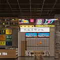 Vibrant Urban Restaurant Interior With Neon Signs Tea Station Brick Walls And Wooden Tables