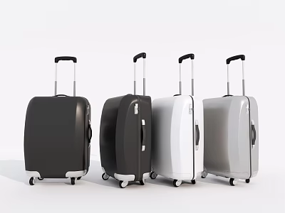 Modern Suitcases in Multiple Colors with Telescopic Handles and Spinner Wheels 3d model