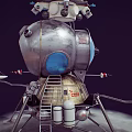 Realistic Lunar Lander Spacecraft Model With Silver Gold Body Blue Windows And Landing Legs