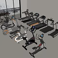 Diverse Fitness Equipment Collection Including Treadmills Ellipticals And Exercise Bikes In Modern Indoor Gym Space