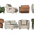 Single Sofa Combination Sofa Chair Leisure Chair Lazy Sofa 3d model