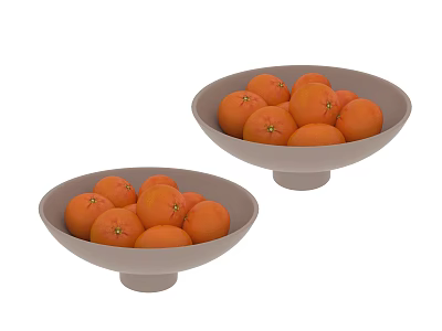 Fresh Ripe Oranges Filled In Two Ceramic Bowls On White Background 3d model
