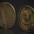 Vintage Oval Metal Decorative Items With Engraved Text And Portrait Designs