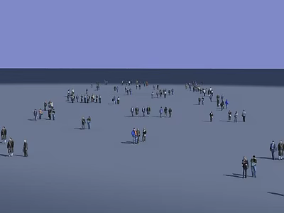 Crowd of People Spreading Out And Standing In Large Open Space 3d model