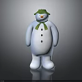 Festive White Snowman Ornament With Green Hat Scarf And Black Buttons