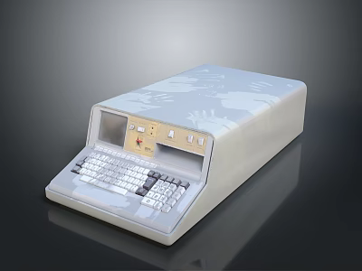 Electronic Device Featuring Keyboard Display Screen And World Map Pattern In Light Gray 3d model