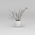 Tech Exhibition Hall Display With White Vase And Red Spotted Branches