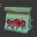 Green Decorative Component With Red Floral Pattern And Green Leaves