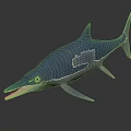 Blue Prehistoric Ichthyosaur Marine Creature Model With White Patches And Long Snout