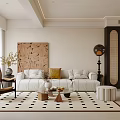 Modern Living Dining Room Interior With Pendant Light Dining Table And Area Rug